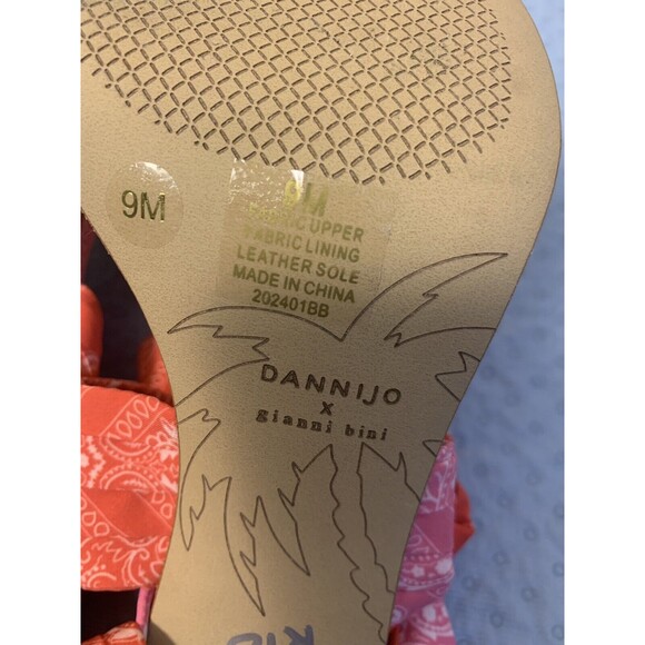 Sz 9 | Gianni Bini x DANNIJO Bandana Colorblock Print Ankle Wrap Heel Barbie - Picture 9 of 10